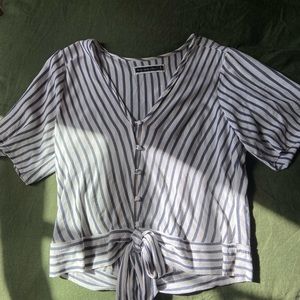 Short Sleeve striped with tied up bottom.